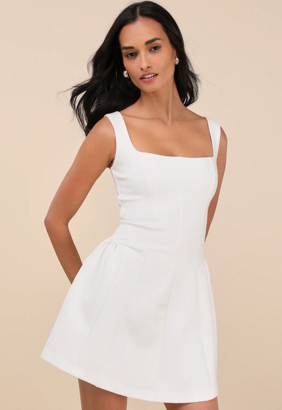 NWT Lulus Roetta White Sleeveless Pleated Mini Dress Small